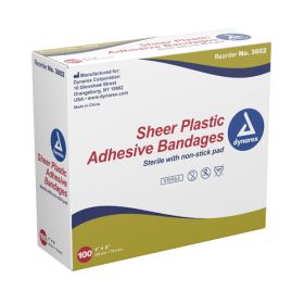Adhesive Bandages Sheer Strips 3/8"x1-1/2" Sterile Bx/100