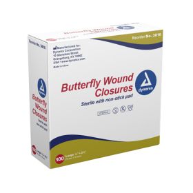Adhesive Bandages Sterile Butterfly 1/2"x2-3/4" Bx/100