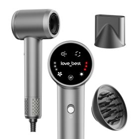 Hair Dryer With Diffuser, Ionic High-Speed Blow Dryer 600 Million Negative Ions, Fast Drying, Quiet & Lightweight Hair Dryer For Women & Men, Smart To (Option: Sliver Gray)