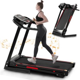 Folding Treadmills 3.5HP Portable With Incline Electric Treadmill Running Walking (Option: black)