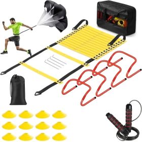 Professional Agility Ladder Training Set For Speed & Footwork - Adjustable Fitness Equipment With Carry Bag For Coordination, Quickness & Agility Dril (Option: Yellow)