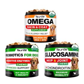Youmile Hip & Joint Health Supplement For Dogs 120 Chews, Glucosamine Chondroitin MSM Dog Chews With Hyaluronic Acid, Liver Flavored Bone & Joint Supp (Option: ProbioticsOMEGA3 Fish OilHip)